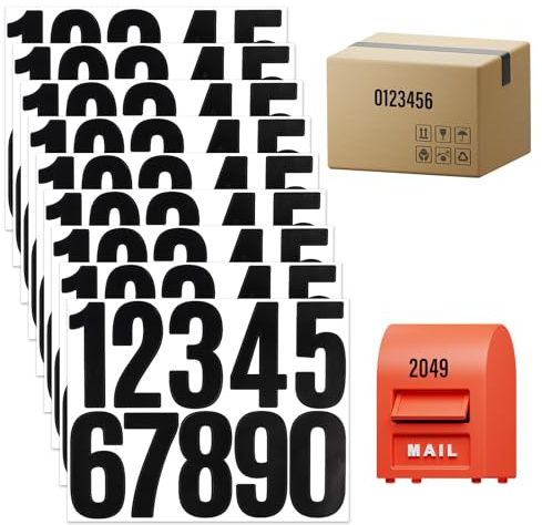 9 Blatt Zahlen Aufkleber,Klebezahlen Wetterfest Schwarz,Zahlen Sticker Groß,0–9 Reflektierende Vinyl Nummern Aufkleber,Selbstklebende Aufklebe Zahle,Wasserdicht Hausnummer für Postkasten Haus Mülltonn
