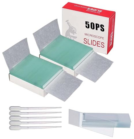 100 Stück 25,4 mm x 76,2 mm Mikroskop Objektträger,Objektträger Glas,Microscope Slides Mikroskop Zubehör,Vorgereinigte Mikroskop Objektträger,Objektträger,Mikroskop Objektträger mit 5 Tropfer