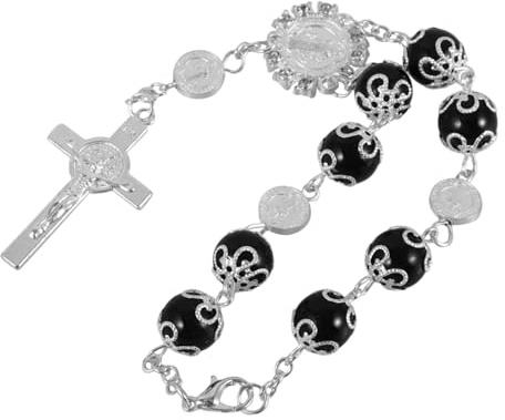 Hapinary Auto Rosenkranz Armband Mit Kreuz AnhäNger FüR RüCkspiegel Dekoration AutozubehöR SpiegelanhäNger Aus Legierung Auto Innendeko