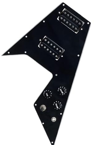 Schlagbrett Tonabnehmer Loaded Prewired Gitarren-Schlagbrett schwarz 3-lagig für Flying V-Style-Gitarrenteile und -Zubehör