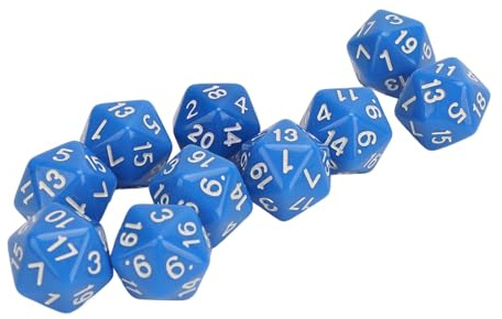 10 Stycken Lätta Tärningar, Proof D20 Polyedriska Tärningar, Högstyrka 20-sidiga Tärningar för RPG-spelbord (BLUE)