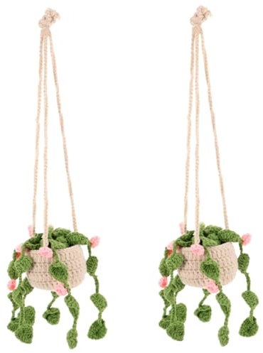 PRETYZOOM 2pcs Car Mirror Charm Crochet Pendant Car Hanging Ornament Car Decor Home Dec