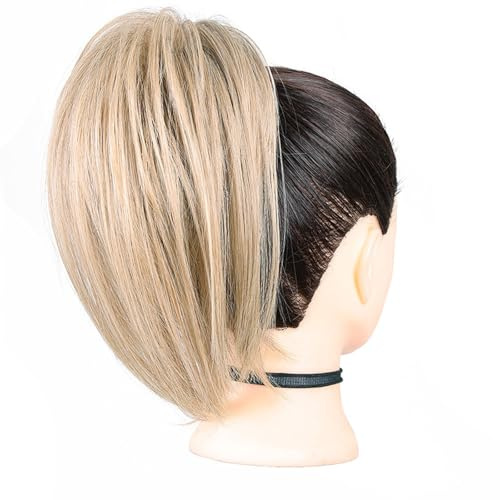 GWAWG hårstycke hårförlängningar hårknut hästsvans förlängning, rak syntetisk hårdel, kort hästsvansbröd, hårsmycke enkel scrunchie för kvinnor (27/613)