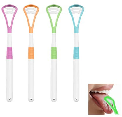 Brosse à Langue Nettoyeur de Langue,4 pièces Gratte Langue Pour Adultes Et Enfants,Gratte Langue,Tête de Nettoyage Délicate en Silicone,Sans BPA,Combat la Mauvaise Haleine，Améliore la Santé Générale