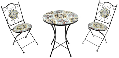 AXI Amélie Table et chaises bistrot, 2 Chaises 1 Table, Ensemble Bistro Extérieur Autentique | Salon De Jardin Bistrot, Table Bistrot Mosaique pour Jardin/Balcon/Terrasse