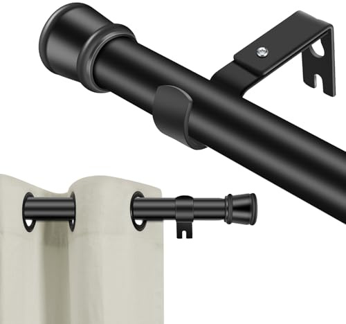 Bastoni per tende resistenti per finestre da 80 cm, set di aste per tende regolabili da 2,5 cm con staffe, asta per tendaggi in metallo per camera da letto, cucina, soggiorno 25LMG32BLK