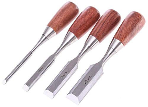 XDAWQP Lot de 4 Ciseaux à Bois à Manche Court, Couteaux de Sculpture sur Bois tranchants en Acier Inoxydable Faits à la Main pour charpentiers, sculpteurs et Artistes.