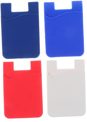 NUOBESTY Custodia Posteriore Per Telefono in Silicone 4 Pezzi Tasca Adesiva Antiscivolo Per Smartphone Portafoglio Adesivo Comodo e Resistente