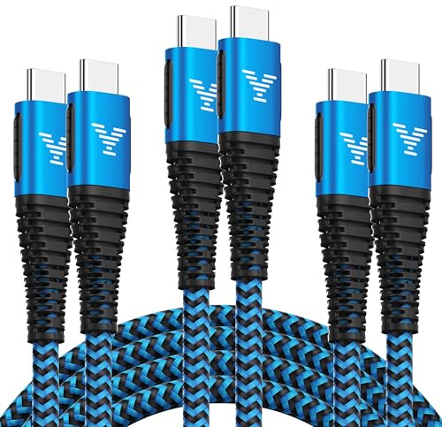 USB C to USB C Charger Cable 3.1A USBC to USBC Data Cable [3Pack,1m+2m+3m] PD Type C to Type C Fast Charging Lead for iPhone 17 16 15 Pro Max, iPad, Samsung S25 S24 S23 Ultra, Pixel 9, LG, Switch etc