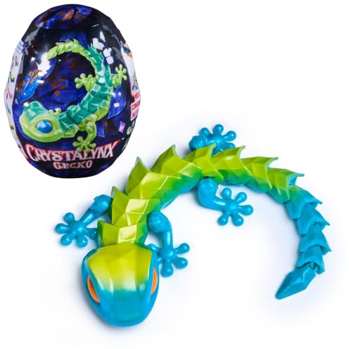 CrystaLynx Gecko 9-inch Articulated Figure, Blind Box Fidget Toy, Ages 8+ | Surprise Styles Vary, Poseable Toy & Crystal Display Egg, Tactile Mix & Match Joints, Desk Décor Gift for Adults & Kids