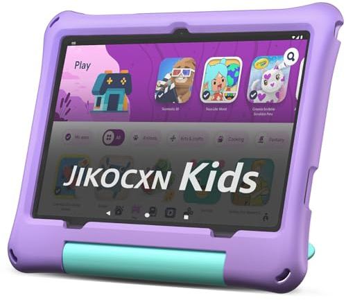 JIKOCXN Kids Tablet, Android 15 Tablet for Kids 10 inch Octa-Core with Case, 24GB RAM 64GB ROM 1TB TF Card Expandable for Toddler Children, Parental Control, Dual Camera, BT5.0, WiFi, Gift (Purple)