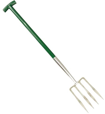 BTS Edelstahl-Gartengabel mit Aluminium-Stiel, T-Griff, 116 cm Länge, 1900g, 29x18 cm Zinken