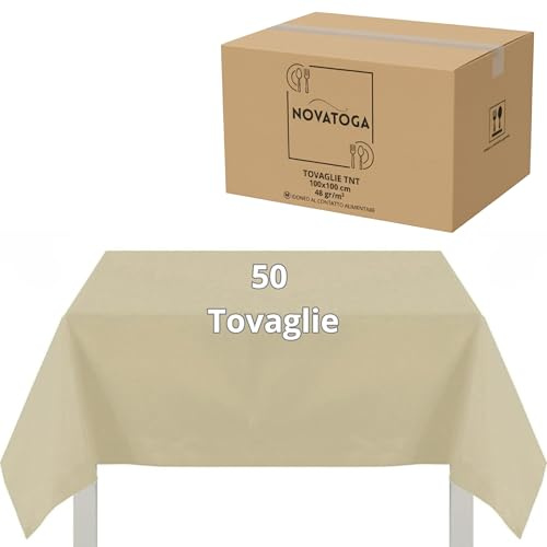Manteles cubremanchas desechables marfil TNT 100 x 100 cm resistentes tipo tela alta gramaje 48 g manteles fiesta restaurante pizzería agroturismo trattoria cubremesa desechables impermeables (50)