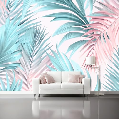 Papel Pintado Pared 200 x 140 cm - Elegantes Hojas De Palma Tropicales Papel pintado Azul Mural de Arte Decoración para Comedores Salones Habitaciones Sala Cuarto Oficina Salón
