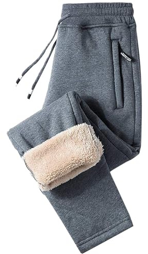 Herrtermosbyxor Med Värme, Tjocka, Varma Och Fodrade Joggingbyxor, Fleecebyxor, Vida Träningsbyxor, Långa Sportbyxor, Vinterbyxor, Resår I Midjan Med Dragsko(Gray,4XL)