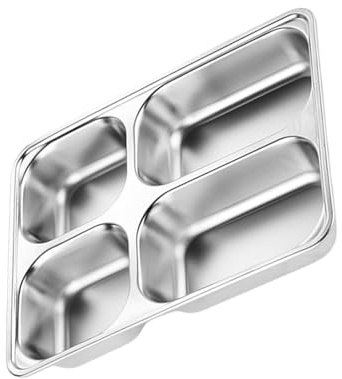 kokdid Vassoio per alimenti con scomparto in acciaio inox di grado commerciale per studenti adulti stoviglie soluzione da pranzo domestica diviso in acciaio inossidabile piatto caffetteria