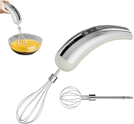 Sbattitore elettrico a 5 velocità con doppia frusta in acciaio inossidabile, design ricaricabile, sbattitore elettrico portatile senza fili per cucinare torte