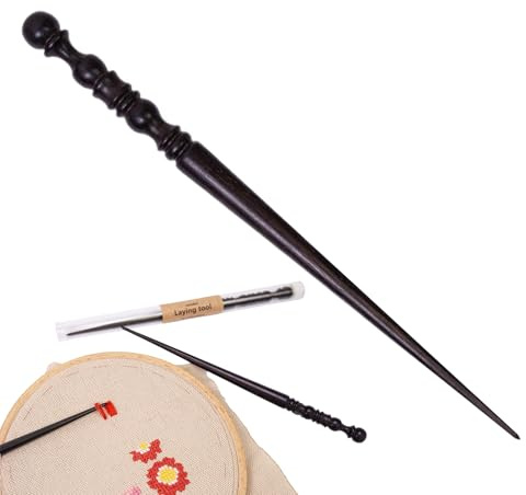 Generisch Stiletto da cucire, in legno di padauk, strumento per cucire a stiletto, strumento per la posa dell'ago, guida precisa del filo, aiuto per casa, viaggi, studio di ricamo, madre