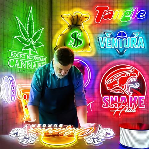 Logo Neonlichtschild, JIURUIFFC Neonlicht mit Individuellem Logo, Leuchtschild Personalisiert mit UV-gedrucktem Logo, dimmbar für Wanddekoration, Geschäft, Firmenlogo - Anpassbar mit Bildern