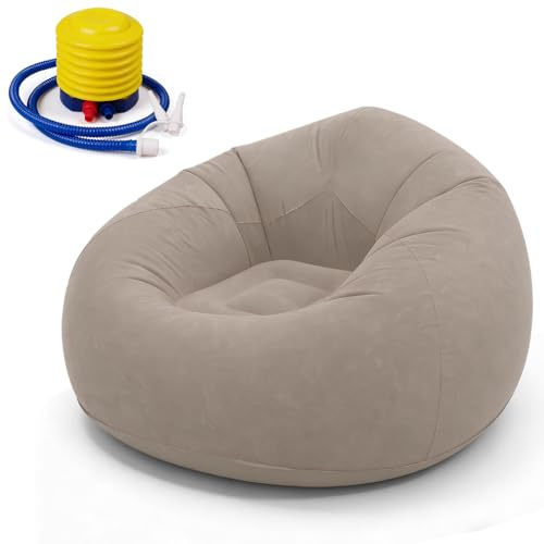 Zinueen Aufblasbares Sofa & Sessel, Sitzsack aufblasbar – Komfortables Klappsofa für Wohnzimmer, Camping & Garten, Schnell Aufblasbar & Waschbar, Einzelsessel für Entspannung & Freizeit (Braun)