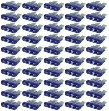 KFZ Auto ATO Sicherungen 50 Stück Flachsicherungen, TFT00, Set, 1A 2A 3A 4A 5A 7,5A 10A 15A 20A 25A 30A 35A 40A, Stromstärke:03A Ampere