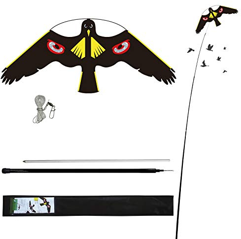 Laptony Uccello spaventatore Volare Aquilone Colture Fattoria protettore Uccello Falco Volare Aquilone per Giardino e Fattoria Aquilone con Asta telescopica da 4m