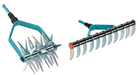 Gardena combisystem-Sternfräse: Gartenfräse zur Saatvorbereitung und Bodenlockerung, 14 cm & combisystem-Rasenlüfter: Manueller Vertikutierer mit 35 cm Arbeitsbreite