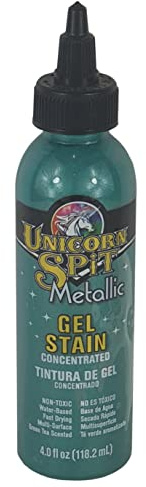Unicorn Spit Metallic-Farbfarbe, Poseidon, konzentriert, hochpigmentiert, auf Wasserbasis, Multi-Oberfläche, ungiftige Gel-Beize (Patina Aqua)