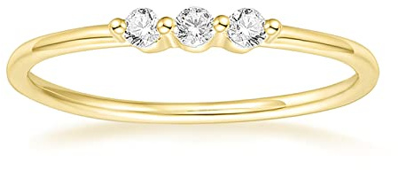 Titaniumcentral Damen Ringe Schmal Vorsteckring Gold 14K Vergoldet Zirkonia Schlicht Verlobungsringe Eheringe