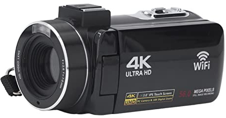 Hosit Videocamera 4K Ultra HD, Videocamera per Videocamera con Rilevamento del Volto da 3 Pollici per Viaggi all'aperto per Documentari di Notizie