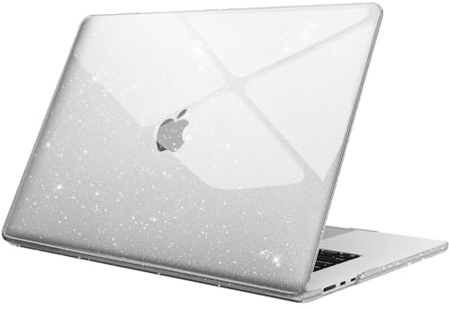 Fintie Hülle Kompatibel mit MacBook Air 15 Zoll M5 M4 M3 M2 (2026-2023) | A3448 A3241 A3114 A2941, Ultradünne Hartschale Schutzhülle Snap Case Cover, Transparent(Glitzer)