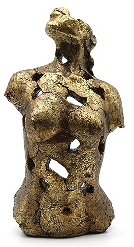 Lukitas Abstract Female Bust Statue and Sculpture, Lady Figurine Art Decor, Aesthetic Ornament for Office Living Room Bedroom, Golden, Resin 16