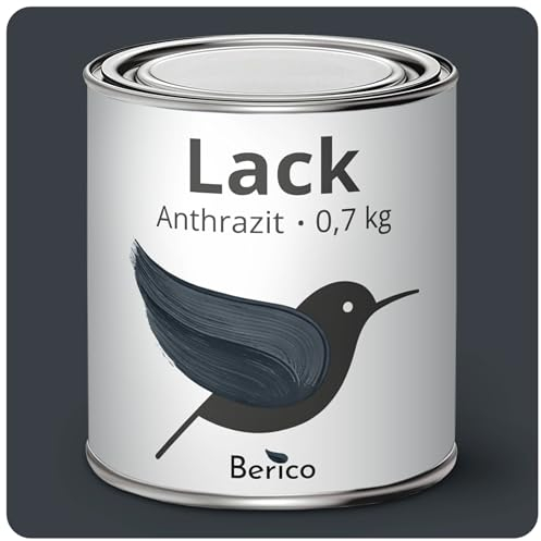 Berico Acryllack - Anthrazit-Grau - 0,7 Kg - 4in1 Lack Buntlack Möbelfarbe Möbellack - Für Innen und Außen - Holz, Möbel, Metall & Fliesen