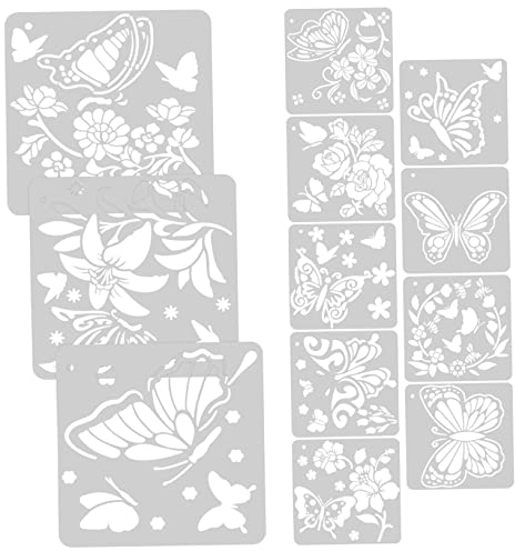 SEWACC 12blätter Schmetterling Schablone Malschablone Aus Pet-material Wiederverwendbare Zeichenvorlagen Für Heimdekoration Und Bastelarbeiten