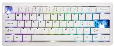 MechLands CIDOO QK61 V2 VIA Programmable 60% Keyboard, Wireless Gaming Tastatur, Hot Swappable Custom Keyboard, Mechanische Dichtungstastatur mit PC-Platte, RGB, 3000mAh für Win/Mac, QWERTY (Weiß)