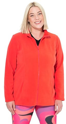 Ulla Popken Damen Fleecejacke, Baukastensystem, Innenjacke, Stehkragen Strickjacke, Coral, 46-48 EU