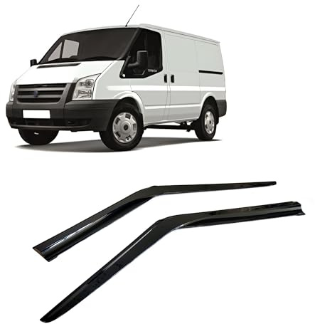 CarJoy Windabweiser Luftabweiser Regenabweiser Seitenfensterabweiser Kompatibel mit Ford Transit Mk6 Mk7 2002-2013 Autofenster Regenschutz Anklebbare Deflektoren Externe Passform 2 Stück