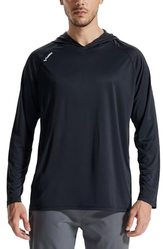 LOOGU UPF 50+ UV Shirt für Herren mit Kapuze UV-Schutz Wasser Rashguard Langarm Shirt Schnelltrocknend zum Angeln Surfen