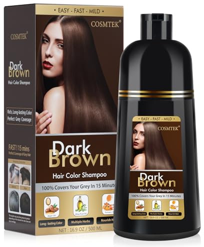 Dunkelbraun Haarfärbeshampoo für Graues Haar, Sofort Haarfarben Shampoo für Männer und Frauen, Hair Dye 3 in 1, Hair Color Shampoo 500ml