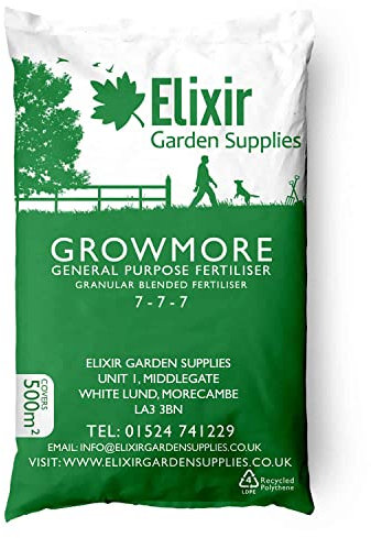 Elixir Gardens Growmore 7-7-7 Special Blend All Round General Purpose Fertiliser | 20kg | Treats 400 sq.m