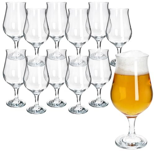 MamboCat Lot de 12 verres à bière Hook Pils I 350 ml, hauteur 18 cm I pour 12 personnes I Tulipe à bière en verre avec pied I Verre à bière transparent 0,35 l I Verres à bière pour fêtes