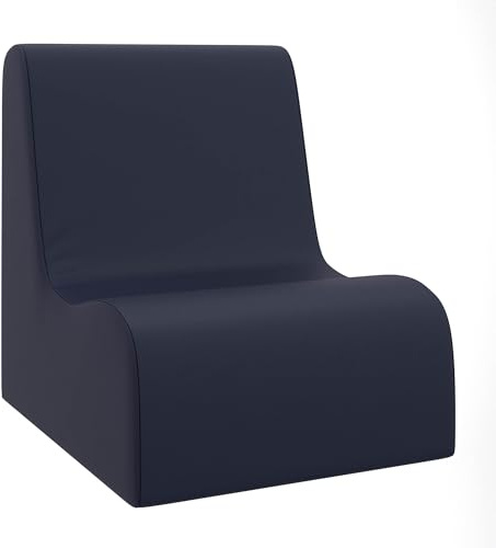 Children's Factory Small Contour Chair, Mix-and-Match Kids Chairs, Sofas, Corner Ottomans and Cubes, Foam-Filled and Water-Resistant, Flexible Seating for Classroom Elementary, Navy Chair