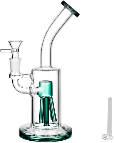 Chillbong 22cm Glasbong mit Octopus Filter, 14,5mm Schüssel, Gewicht 500g, Craft robustes Glas, Filtergefäßrohr -Lake Green
