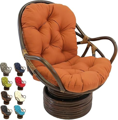 Coussin Seul – Ultra Doux, épais, Lavable – pour Fauteuil à Bascule pivotant en rotin Gris Clair – Inclinable Pliable – Jardin, terrasse – Chaise Non Incluse (Couleur: F)