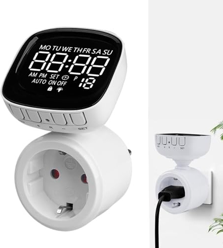 Toma De Corriente con Temporizador | Toma De Corriente Programable | Enchufes Eléctricos para Interior,para Interior, Lámpara, Acuario, Exterior, Jardín, Cocina, Piscina, Hogar, Vacaciones
