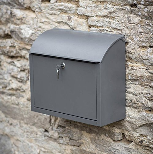Ckb Ltd® cassetta della posta a parete con serratura di stoccaggio della posta in acciaio antracite Large metal esterna vintage| progettato per buste grandi e piccole particelle 33 x 38 x 16.7 cm