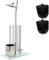 Set WC Toilettes avec Porte-Rouleau Et Brosse - Chrome Brillant - Porte-Papier Toilette en Acier Inoxydable Chromé - Base en Verre –32X20X70Cm -Plus: 1+2 Têtes De Brosse De Toilette De Rechange!