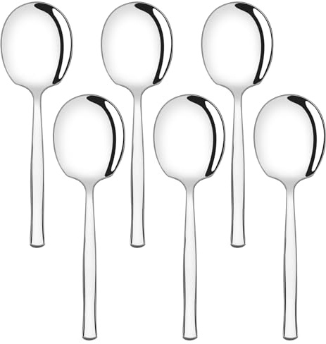 Ikando 6-Piece 21 CM Stainless Steel Large Salad Serving Spoon, Tablespoons Buffet Banquet Spoons Set