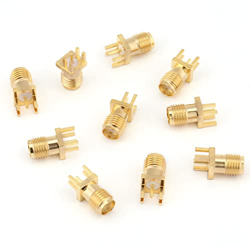 10 stücke Messing Vergoldung SMA Buchse Sockel Jack Stecker Ende Launch50 Ohm HF-Steckverbinder PCB Clip Randmontage Adapter | HF-Stecker für drahtlose Geräte, Randmontage, hohe Vibrationsfestigkeit, PCB Clip, für Elektronik-Entwickler