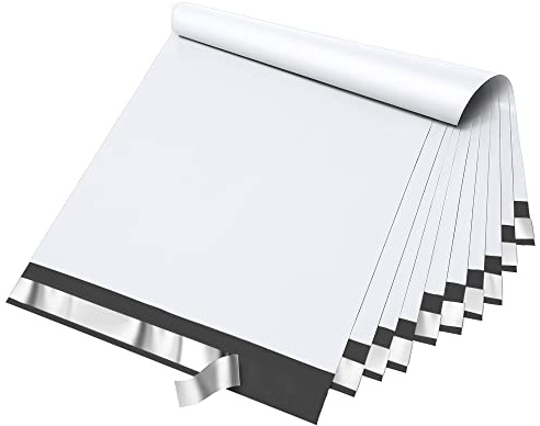 Fuxury 100 Pcs 12x15.5 Poly Mailers Shipping Bags for Clothing,Self Seal Plastic Mailing Envelopes for Packaging Postal Return Small Business,White